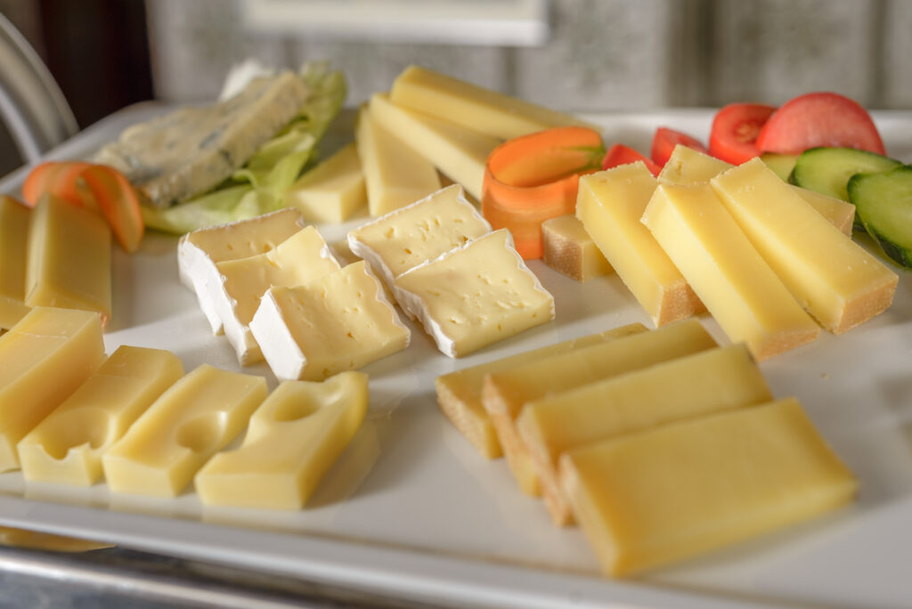 Various cheeses for breakfast
