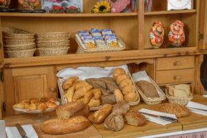 Assorted breads for breakfast at the hotel